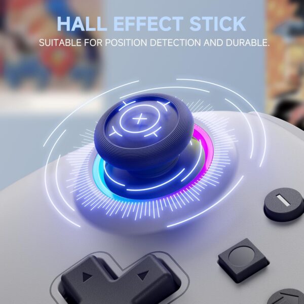 ECHTPower Switch Controller, Retro Color Wireless Switch Controller with Hall Joysticks/RGB/Macro/Turbo/Vibration, Controller Switch Pro,Compatible with Switch/OLED/PC/Adroid/iOS Grey - Image 4