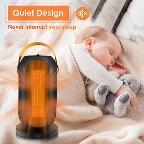 Electric Fan Heater, Portable Space Heaters for Home Low Energy, 1500W Fast Heating, 3 Heat Settings Personal Ceramic Heater with Overheat Protection Silent Operation for Home Office - Image 6