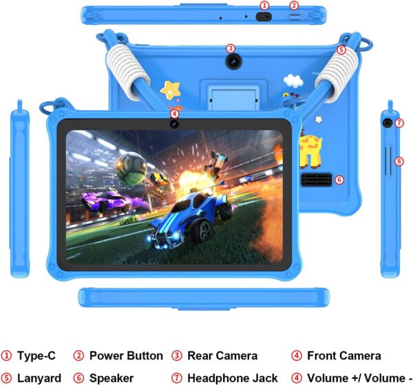 PRITOM 7 Inch Kids Tablet Android 11 Quad Core 32GB, WiFi Tablet, Parental Control,Kids Software Pre-Installed for Educating, Hand-held Child Tablet(Blue) - Image 5
