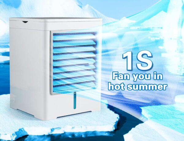 Portable Air Conditioners Fan, Evaporative Air Cooler with 3 Wind Speeds 3 Timers Touch Screen Small Desktop Cooling Fan, Personal Mini Air Cooler for Home Room Camping Car Office - Image 3