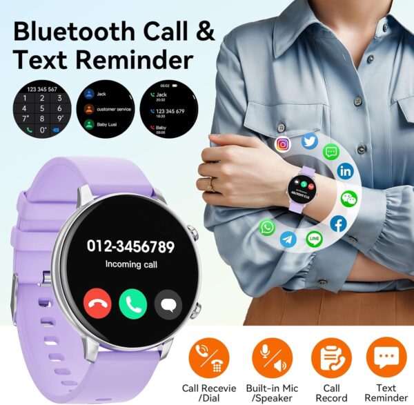Hwagol Smart Watch (Answer/Make Calls), 1.39" Fitness Tracker, Smartwatch Heart Rate/Sleep Monitor/Pedometer/Calories, 140+ Sports Modes, Waterproof Women's Men's Fitness Watch for Android iOS - Image 5