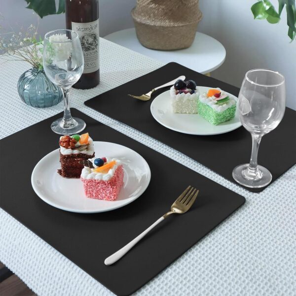 Silicone Place mat and Coaster Set of 4, Placemats Heat-Resistant 450 °F, Non-Slip and Waterproof, Decoration Accessories for Indoor, Outdoor, Home, Hotel, Restaurant, Dining Table, Black - Image 7