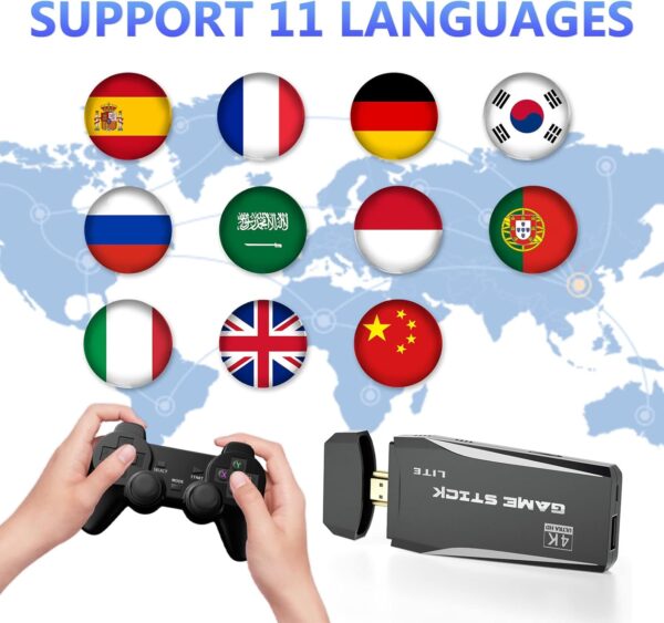 Kinhank Retro Game Stick, Super Console S2, Retro Games Console, Plug and Play, Built in 12000+ Games, 9 Classic Emulators, with 2 Wireless Controllers, 64GB - Image 8