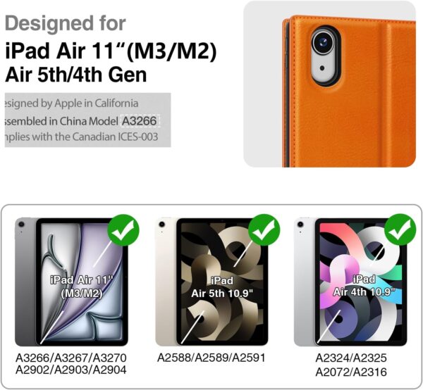 Antbox Case for iPad Air 11 inch M3 (2025) / M2 (2024), iPad Air 5th/4th Generation 10.9" Case 2022/2020 with Typing Angle Pencil Holder Auto Sleep/Wake Function Stand Cover (Orange) - Image 10