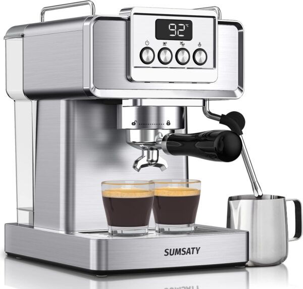 Espresso Machine, Stainless Steel Espresso Machine with Milk Frother for Latte, Cappuccino, Machiato,for Home Espresso Maker, 1.8L Water Tank, 20 Bar - Image 2