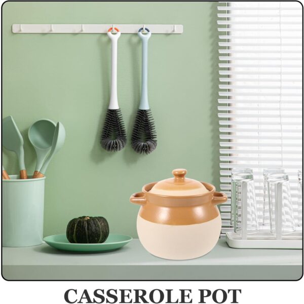 ABOOFAN Clay Casserole Pot 2 Ceramic Stockpot Retro Stew Cooking Pot Vintage Soup Pot with Lid and Handle Kitchen Deep Stoneware - Image 9