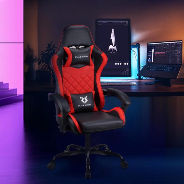 Gaming chair Office chair Swivel chair Computer chair Work chair Desk chair Ergonomic Chair Racing chair Leather chair Video game chairs (Red,lumbar pad) - Image 13