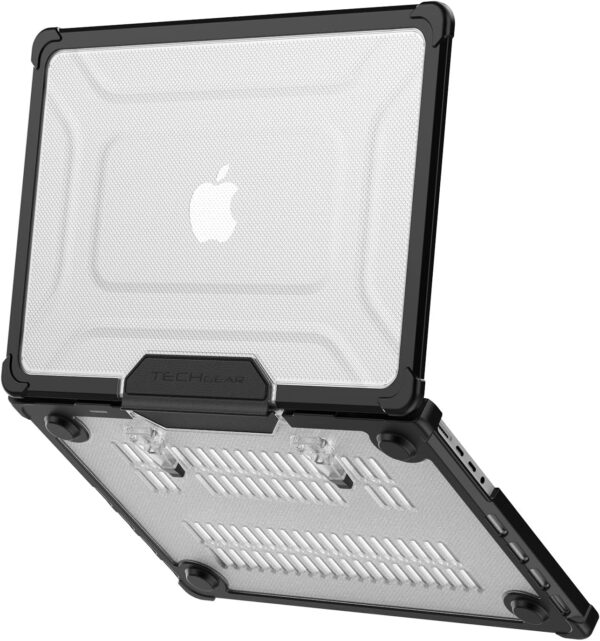 TECHGEAR Case Compatible MacBook Pro 14 inch 2024/2023/2022/2021 Protective Snap-On Tough Hard Shell Cover with Kick Stand for M4 / M3 / M2 / M1 / inc Pro & Max Chips, Clear Shockproof Case, Black - Image 3