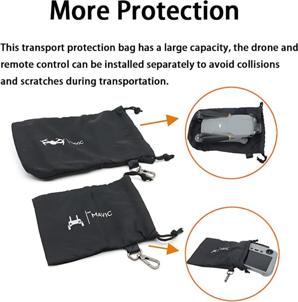Protective Aircraft Sleeve for Dji Air 3/Mavic 3/Mavic 3 Pro Drone,RC Controller Storage Pocket Carring Bag,Holding Fly More Combo Accessories(Drawstring+Hook) - Image 5