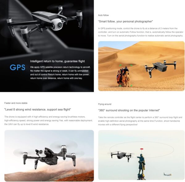 Drones with cameras are for beginners With 6k Three-axis Gimbal Camera,folding Aircraft Uav With Aerial Photography Ultra-long Battery Life Gps Positioning Brushless Motor Anti-shake,gps Qua - Image 6