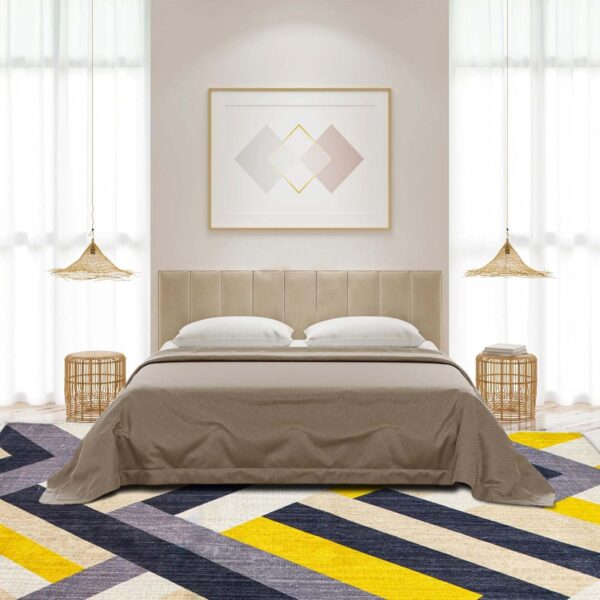 Betadistor Area Rugs 160 x 230 CM Large Living Room Rug Soft Short Pile Geometric Rug Non Slip Washable Rug Indoor Floor Cover Foldable Carpet Office Bedroom Kitchen, Yellow and Grey, 303-05160 - Image 5