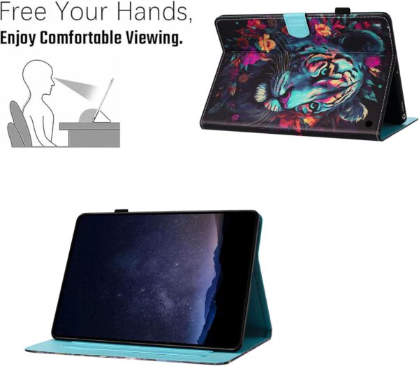 XFDSFDL® Protective Cover for Amazon Fire HD 8/8 Plus 10th Gen 2020 (8.0 Inch) PU Leather Flip Case Colourful Tiger Pattern with Stand Wallet Holster Auto Wake/Sleep Device Shell 02 - Image 6