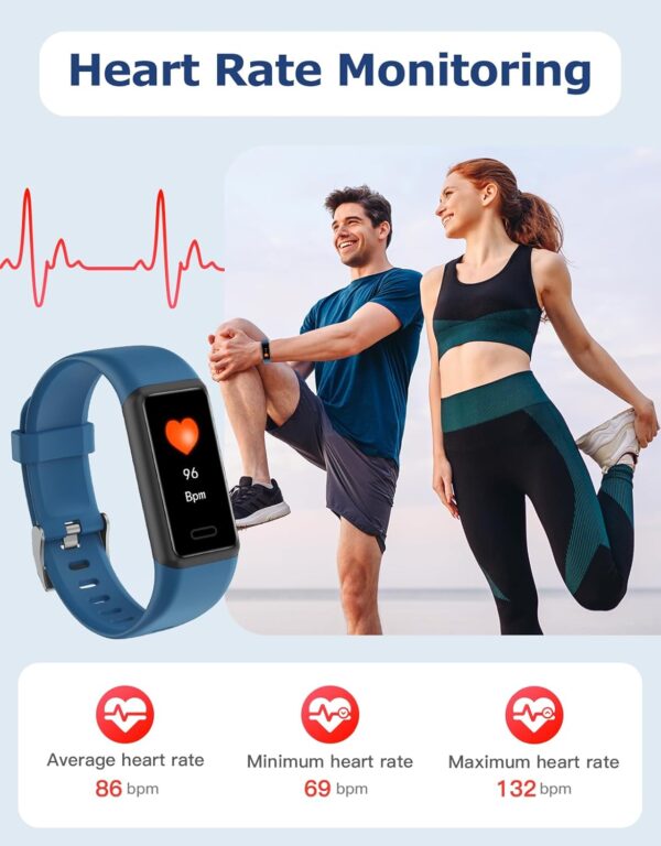 Fitness Tracker with Heart Rate Sleep Monitor Step/Calories Counter,IP68 Waterproof Fitness Watch with Pedometer for Women Men,SMS/SNS/Phone Call Notification for Android iOS Smartphones - Image 5