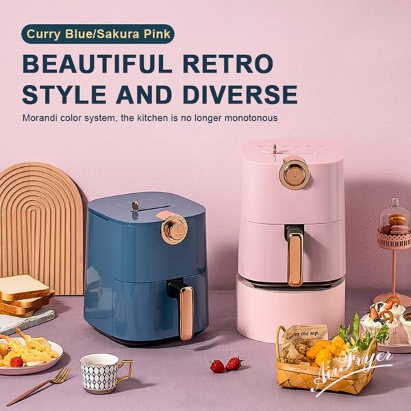 X&Z-XAOY 4.7 Quart Air Fryer 1300W Electric Hot Air Fryers Oven Oilless Cooker Health French Fries Pizza Machine For Roasting Frying Reheating (Color : Pink) - Image 3