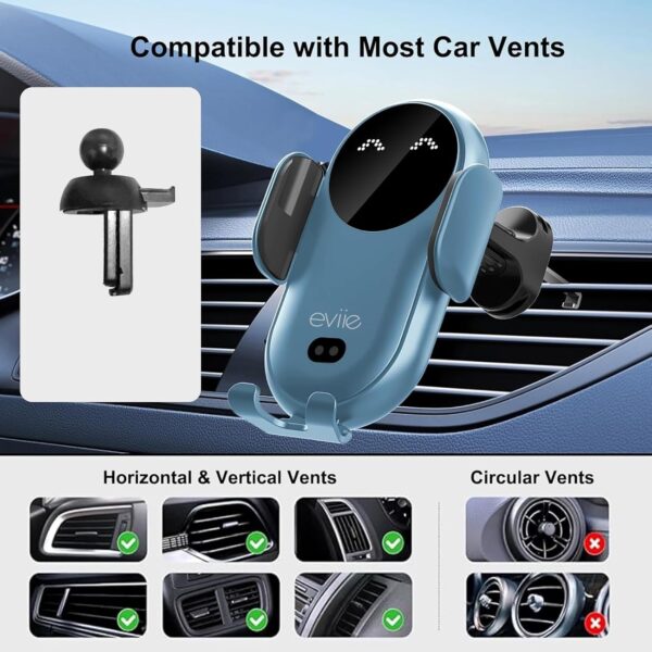 Car Phone Holder Wireless Charger with gift box, 15W Touch Auto-Clamping Dashbaord Phone Holder For Cars, For iphone 16 15 14 13 + Series, Samsung galaxy BLUE - Image 8