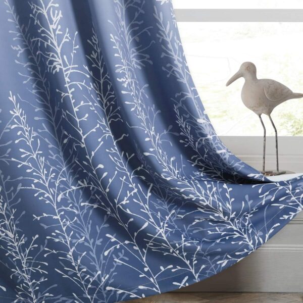 RYB HOME Blackout Curtains for Bedroom - Omber Curtains for Living Room Sunlight Block Noise Reduce Energy Efficiency Room Darkening Curtains Summer Window Decor, White and Navy, 52 x 84 inch, 2 Pcs - Image 3