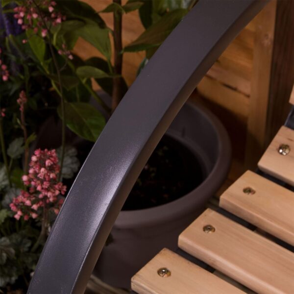 Slatted Garden Bench Wooden Seater Outdoor Furniture Seating Wood Slats Steel Legs Park Patio Seat - Image 8