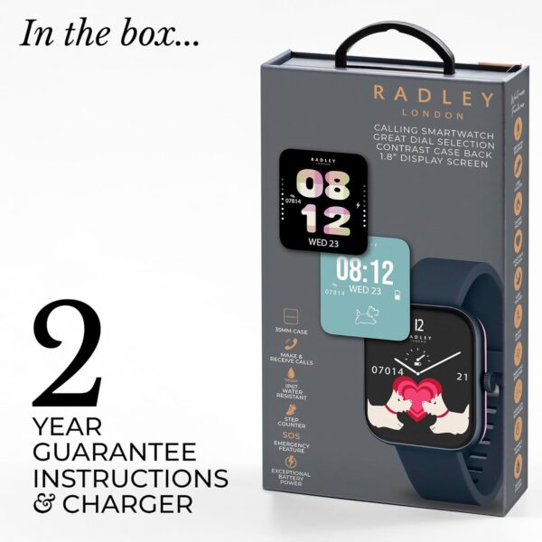 RADLEY Series 32 Smart Watch for Women with Bluetooth Call, Health Fitness Tracker, 1.80”, Heart Rate, Sleep tracking, Navy Silicone Strap, IP68 Waterproof - Image 7