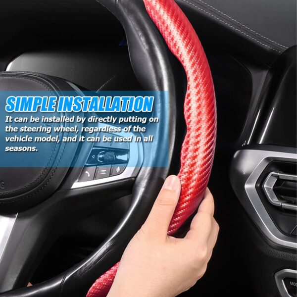 Car Steering Wheel Cover, Universal Microfiber Leather Auto Steering Wheel Protector, Anti-Slip Steering Wheel Vehicle Interior Accessories for Cars, SUVs, Trucks and Vans (Red) - Image 5