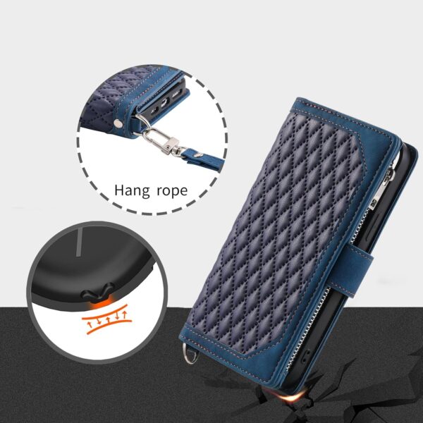 Samsung A25 5G Phone Case Zipper Pocket Flip Shockproof Leather Folio Wallet Case with 6 Card Holder Slots Stand Silicone Bumper Zip Cover for Samsung Galaxy A25 5G Case Girls Women, Blue - Image 6