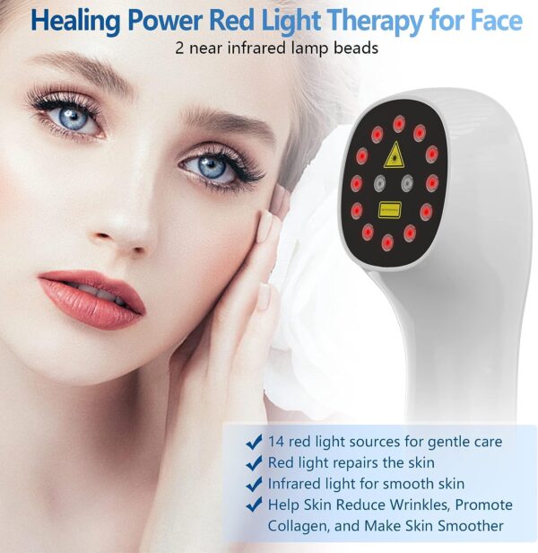iKeener Red Light Therapy Device,FDA Cleared Handheld Cold Laser Therapy Device,Infrared Light Therapy Pain Relief Device for Joint and Muscle,Knee,Shoulder,Back,Neck Reliever(2x808nm,12x650nm)(White) - Image 6