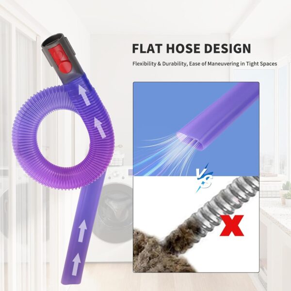 Flexible Nozzle Brush Accessory for Dyson, Crevice Tool for Dyson V15 V12 V11 V10 V8 V7 V6 Vacuum Cleaners, Tumbler Dryer Lint Vacuum Attachment, Replacement Hose Connector for Dyson - Image 6