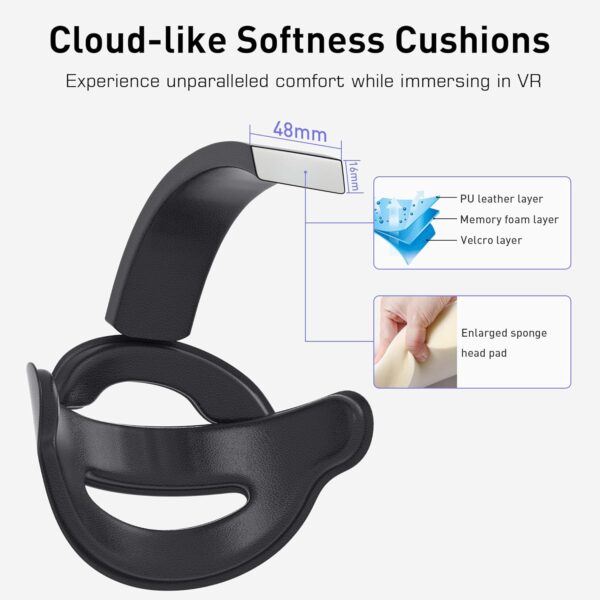 Kuejct 3 in 1 Accessoris Set for Quest 3, Comfort Head Strap with Adjustable Hinge, Silicone Face Pad Cover, Shell Protective Cover, VR Accessories Bundle Compatible with Quest 3 - Image 5