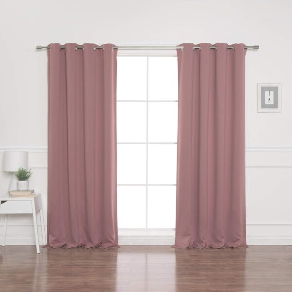 Best Home Fashion Thermal Insulated Blackout Curtains - Stainless Steel Nickel Grommet Top - Mauve - 52" W x 84" L - (Set of 2 Panels) - Image 3