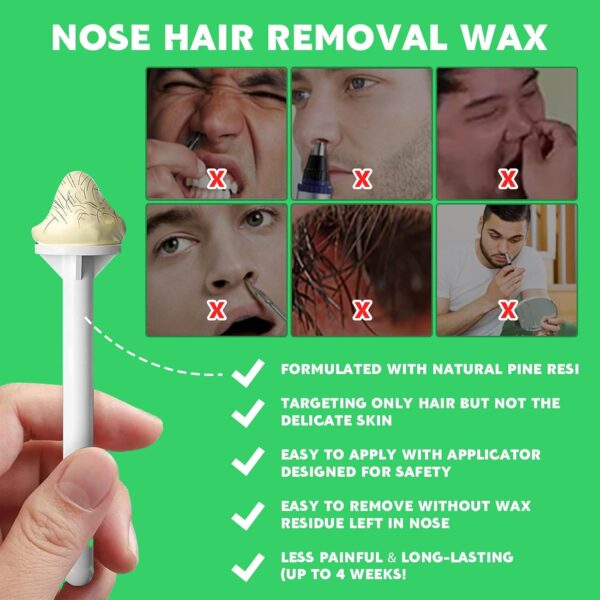 50g Nose Hair Wax Nose Waxing Kit Nose Wax for Men & Women with 20 Nose Wax Sticks + 8 Moustache Stencils + 10 Containers, Safe, Easy, Quick and Painless - Image 6