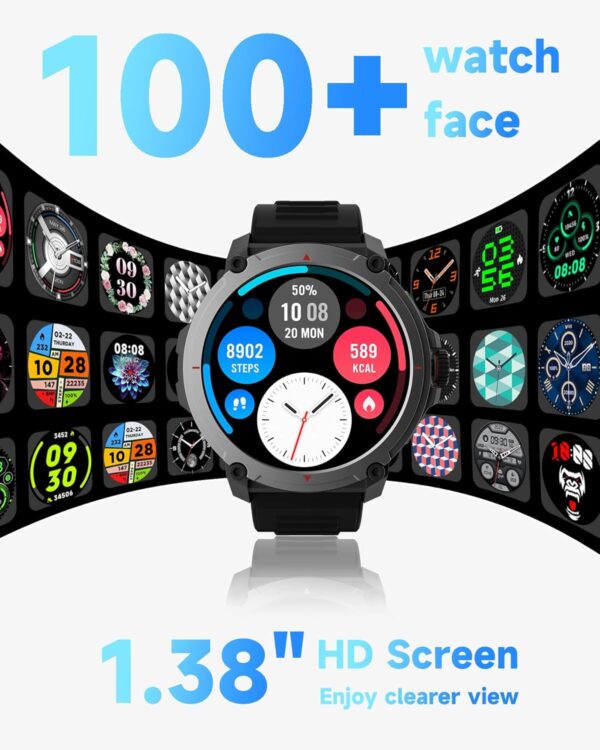 Smart Watch for Men Alexa Built-in, 46mm fitness watch, Answer/Make Calls, Heart Rate/Sleep/100 Sports/20m Waterproof, Smartwatch Compatible Android iOS - Image 7