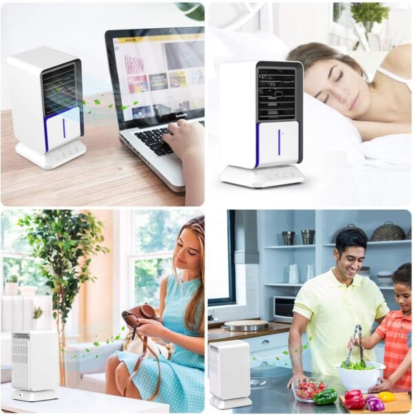 Personal Air Cooler, Infray Portable Oscillating Air Conditioner Desk Fan Mini Evaporative Cooler, Mist Humidifier, Air Circulator Desktop Space Cooler with Timer Function for Home Office Bedroom - Image 8