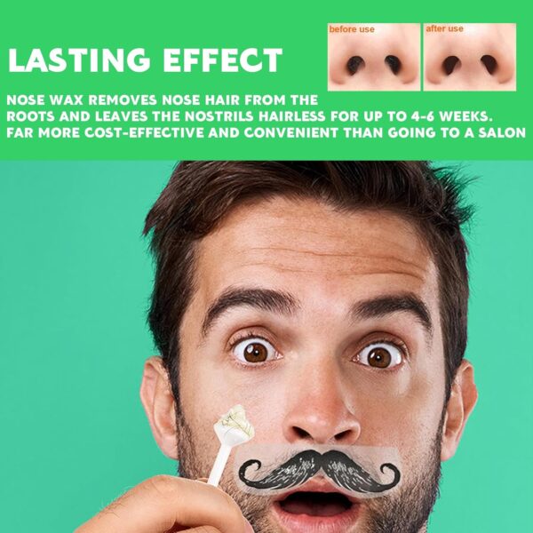 50g Nose Hair Wax Nose Waxing Kit Nose Wax for Men & Women with 20 Nose Wax Sticks + 8 Moustache Stencils + 10 Containers, Safe, Easy, Quick and Painless - Image 5