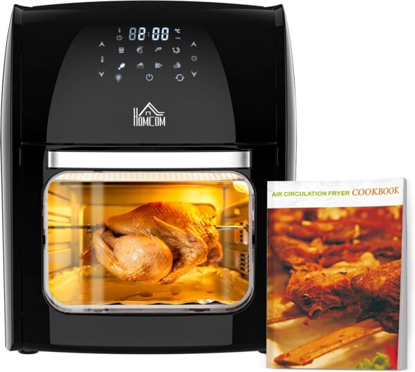 HOMCOM 12L 8 in 1 Digital Air Fryer Oven with Roast, Bake, Dehydrate, 8 Preset Modes, Rapid Air Circulation, Timer, Inner Light, Memory Function, 1800W, Dish Wash Accessory, Black - Image 2