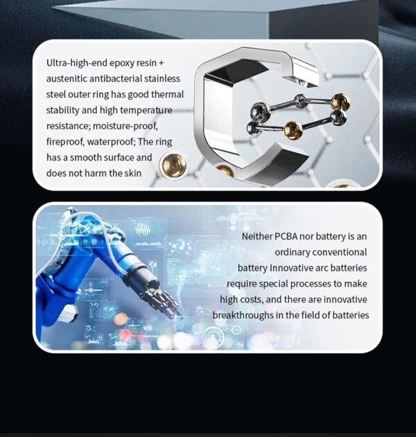 Smart Ring, IP68 Smart Ring for Women Men w/Sleep Heart Rate Blood Pressure Oxygen Monitor Waterproof Fitness Tracker Pedometer Calories Step Counter Bluetooth Health Ring, Silver #10 - Image 5
