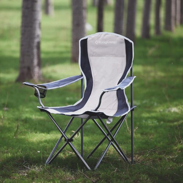 KingCamp Camping Lightweight Folding Portable Quad Chair with Mesh Cup Holder for Outdoor Hiking Fishing Picnic with Carry Bag, Black/Grey, 19.6 x 33 x 37.7 inches - Image 7