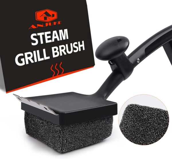 Grill Brush with Scraper,Bristle Free 18.8" Steam Cleaning BBQ Brush for Outdoor Grills, Heat-Resistant Kevlar Replaceable Head, Grill Accessories Perfect BBQ Gifts for Men/Dad - Image 2