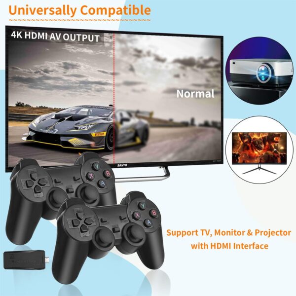 HeavenBird Wireless Retro Game Console, Plug & Play Video TV Game Stick with 20000+ Games, 64G, 10 Emulators, 4K HDMI Nostalgia Stick Game for TV, Dual 2.4G Wireless Controllers - Image 4