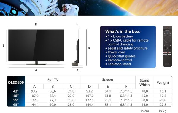 Philips Ambilight 48OLED809 4K OLED Smart TV - 48 Inch Display with P5 AI Perfect Picture Engine, Ultra HD Google TV, Dolby Vision and Atmos Sound, Works with Alexa and Google Voice Assistant - Image 5