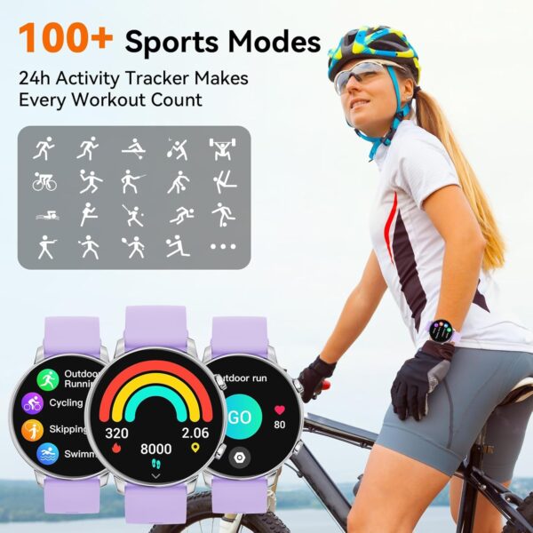 Hwagol Smart Watch (Answer/Make Calls), 1.39" Fitness Tracker, Smartwatch Heart Rate/Sleep Monitor/Pedometer/Calories, 140+ Sports Modes, Waterproof Women's Men's Fitness Watch for Android iOS - Image 7