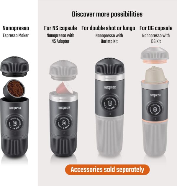 WACACO Nanopresso Portable Espresso Maker, Upgrade Version of Minipresso, 18 Bar Pressure, Red Patrol Edition, Small Travel Coffee Maker, Manually Operated, Compatible with Ground Coffee - Image 3