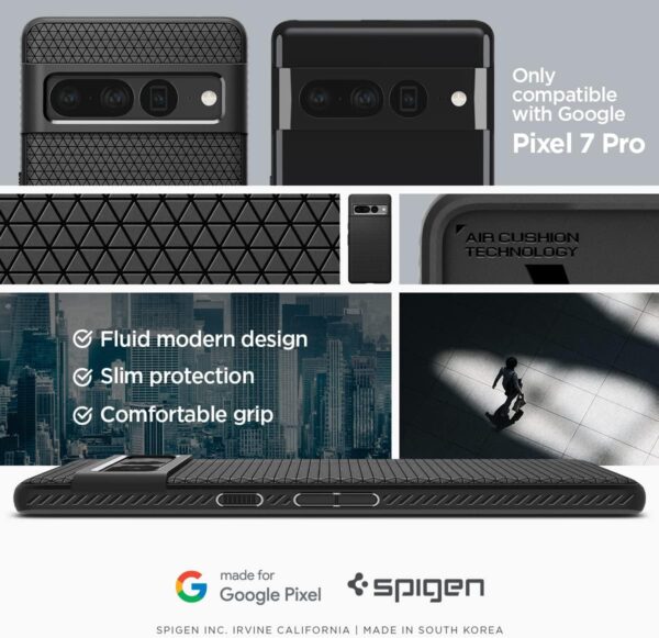 Spigen Liquid Air Case Compatible with Google Pixel 7 Pro - Matte Black - Image 3