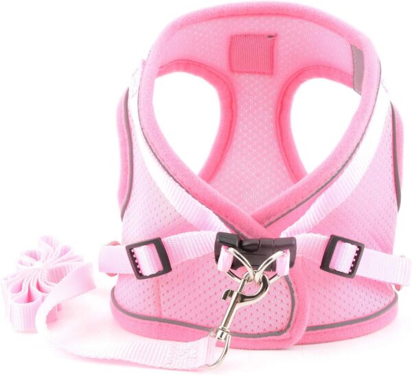 Zunea Small Dog Harness and Lead Set No Pull Puppy Vest Harnesses Adjustable Reflective Soft Mesh Step-in Pet Cat Harness Escape Proof for Walking, Bright Colors for Dogs Girl Boy Pink S - Image 9