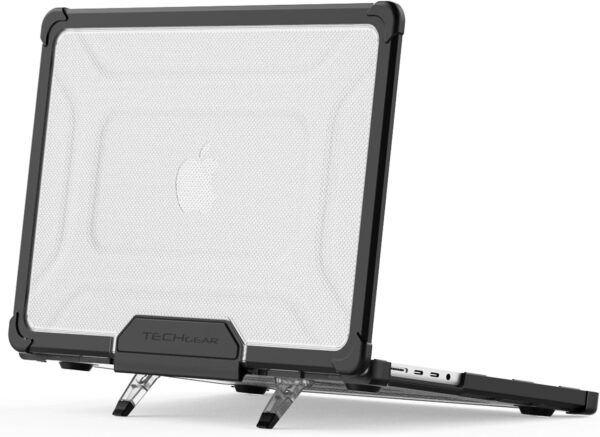 TECHGEAR Case Compatible MacBook Pro 14 inch 2024/2023/2022/2021 Protective Snap-On Tough Hard Shell Cover with Kick Stand for M4 / M3 / M2 / M1 / inc Pro & Max Chips, Clear Shockproof Case, Black - Image 10