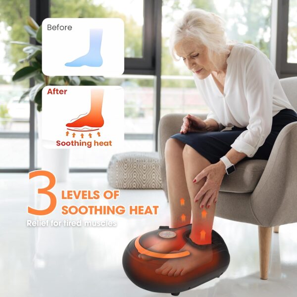 Foot Massager with Heat Shiatsu Foot Massager with Remote Deep Kneading Relief for Tired Muscles Electric Feet Massager Machine for Home and Office Gifts for Mom Dad Size Up to 12 Black - Image 6