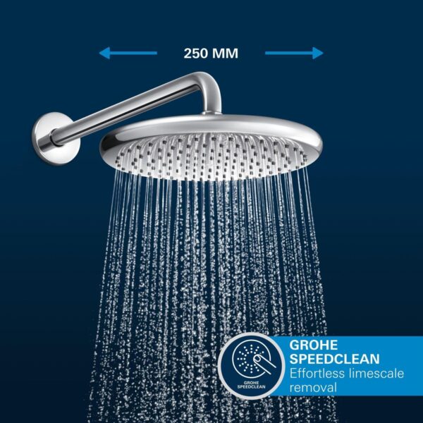 GROHE Precision Round - Concealed Shower System with 2 Outlets Thermostat (25 cm Round Head Shower 1 Spray, 11 cm Round Hand Shower 2 Sprays, Shower Hose 1.5 m, Circular Trim), Chrome, 34883000 - Image 6