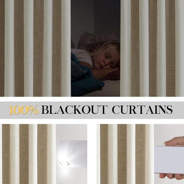 WEST LAKE Full Blackout Curtains Linen textured Pencil Pleat Thermal insulated drapes with Solid Colour Energy Saving Window Treatment for Bedroom, Beige, 56 x 72 Inch, 2 Panels - Image 8
