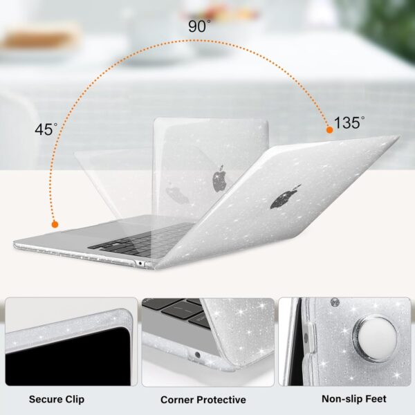 MOSISO Compatible with MacBook Air 15 inch Case 2025 2024 2023 M4 M3 M2 A3241 A3114 A2941 Chip, Sparkly Glitter Plastic Hard Shell Case&Keyboard Cover&Screen Protector&Storage Bag, Transparent - Image 5