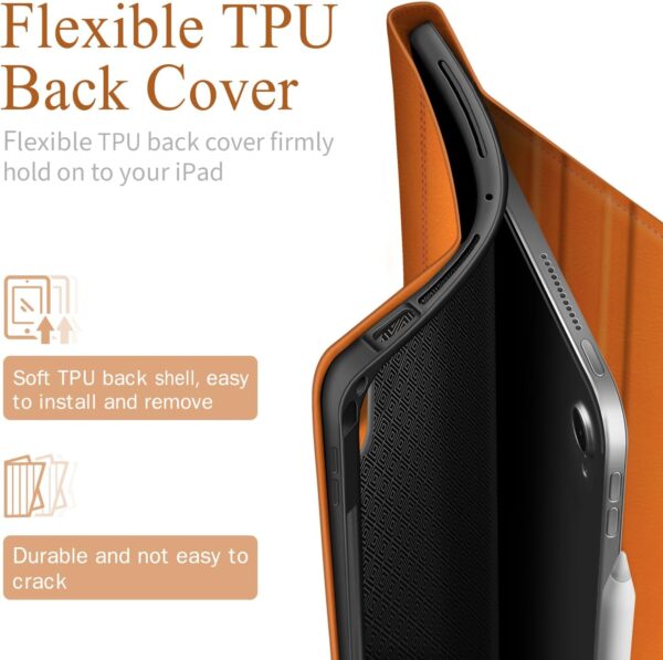 Antbox Case for iPad Air 11 inch M3 (2025) / M2 (2024), iPad Air 5th/4th Generation 10.9" Case 2022/2020 with Typing Angle Pencil Holder Auto Sleep/Wake Function Stand Cover (Orange) - Image 5