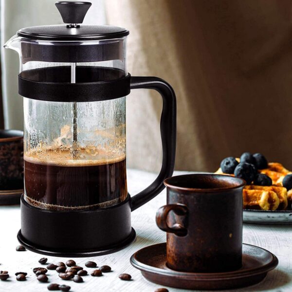 KICHLY 8 Cup French Press Coffee Maker and Tea Maker 1.0L Cafetiere with Heat Resistant Borosilicate Glass (1.0Ltr, 8 Cups, Black, Pack of 1) - Image 9