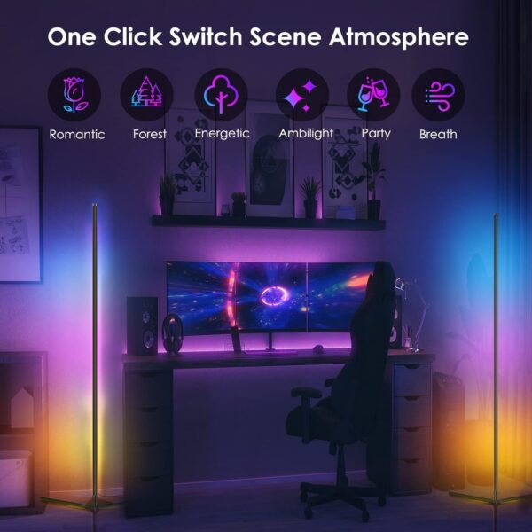 LED Floor Lamp, 160cm RGB Corner Standing Lamp, 16 Million Color Changing Mood Light with Music Sync, Remote & App Control, DIY Mode & Timing for Living Room - Image 10